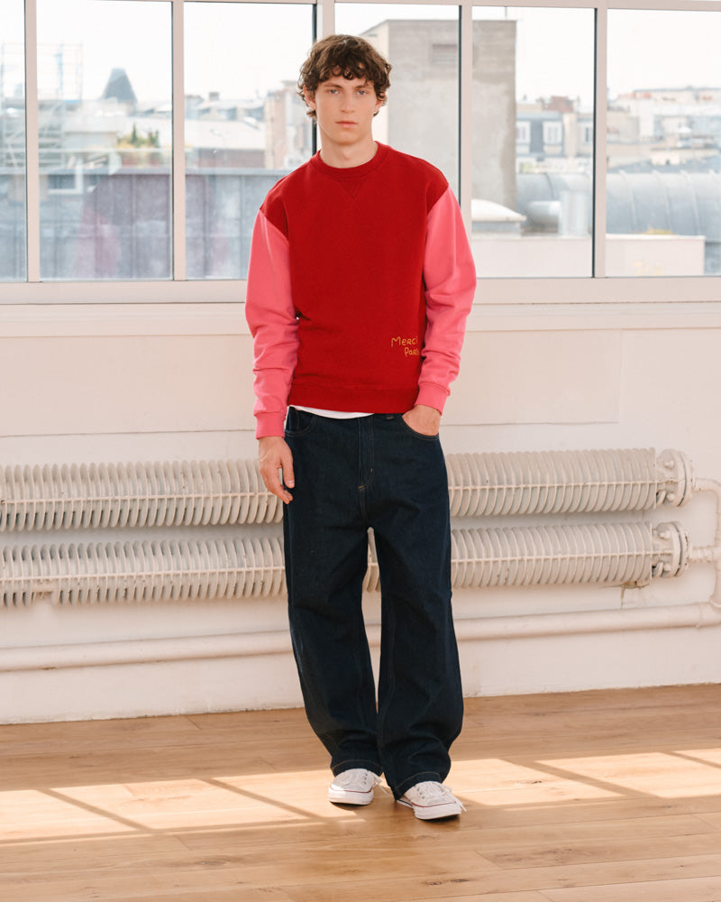 Merci - Sweat Dorian Bicolore - Rouge & Rose