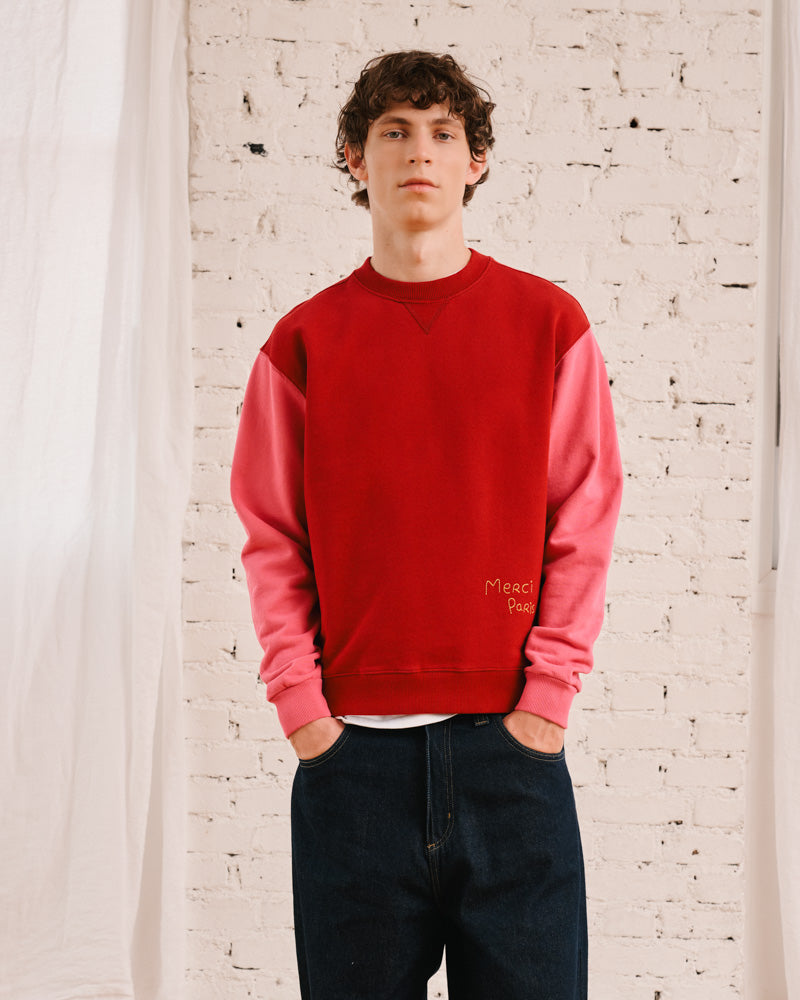 Merci - Sweat Dorian Bicolore - Rouge & Rose