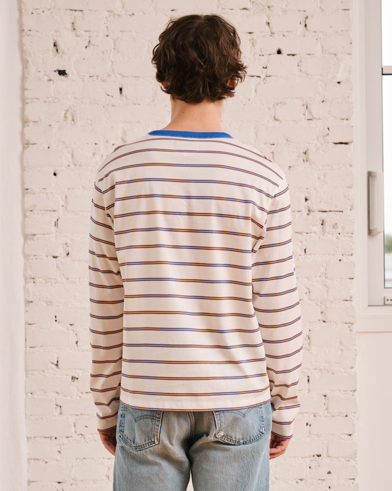 Merci - T-Shirt Julian - Ecru & Bleu