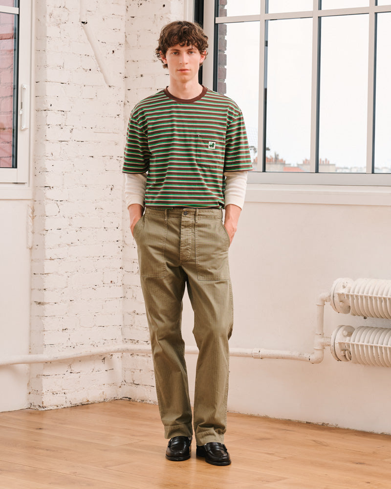 Merci - Vadim Striped T-Shirt - Brown & Green