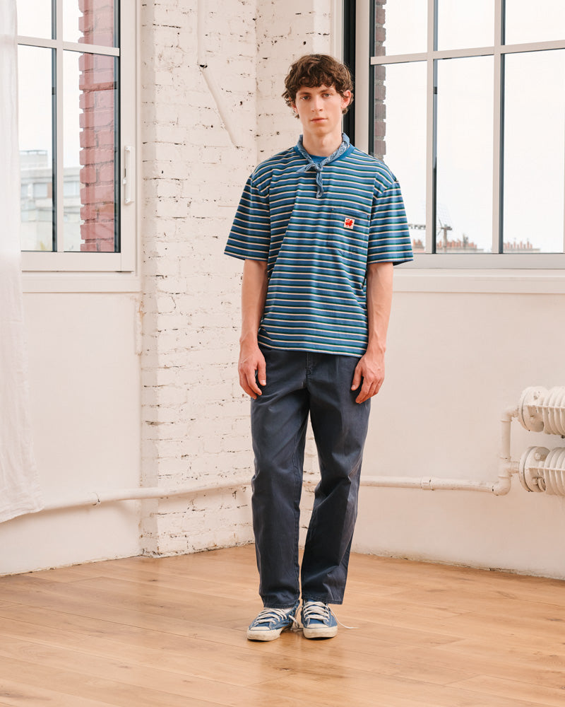 Merci - Vadim Striped T-Shirt - Indigo & Green