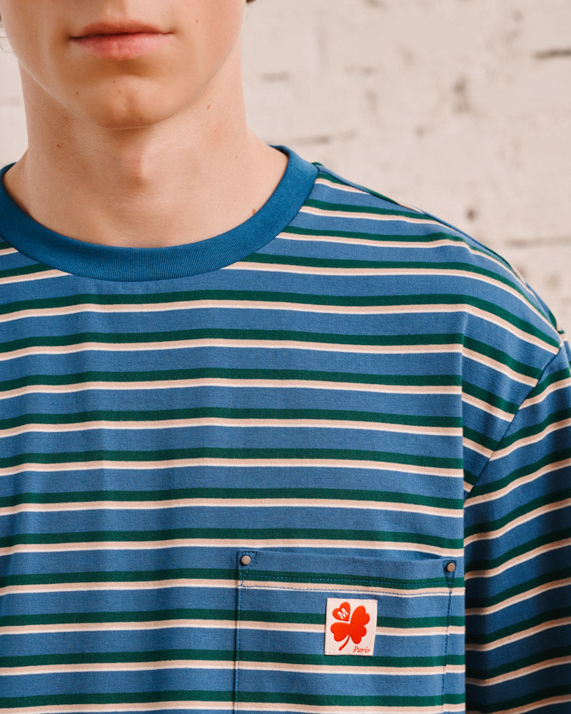 Merci - Vadim Striped T-Shirt - Indigo & Green