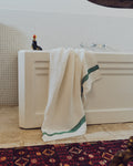 Merci - Linen bath towel - Honeycomb - Vegetable Green Stripe