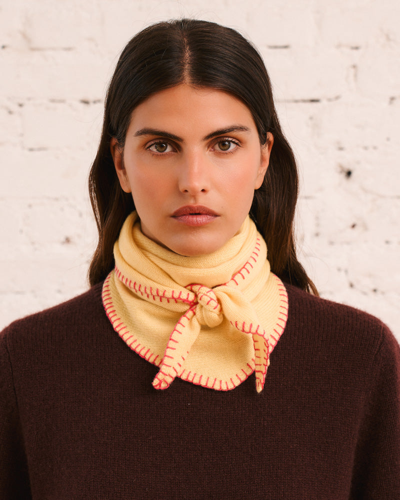 Merci - Bandana En Cachemire Martine Bicolore - Jaune & Rose
