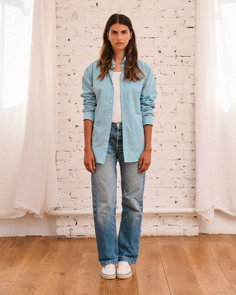 Merci - Chemise Sacha Rayé - Turquoise