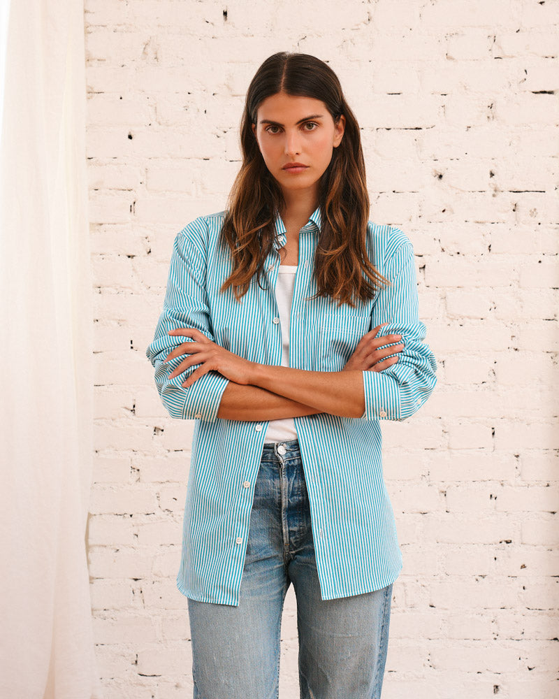 Merci - Chemise Sacha Rayé - Turquoise