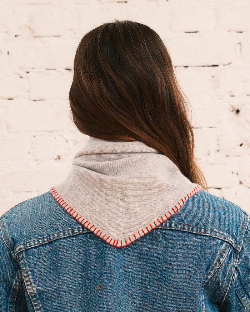 Merci - Martine Bicolored Cashmere Bandana - Gray & Red