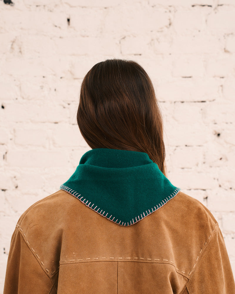 Merci - Martine Bicolored Cashmere Bandana - Green & Pink