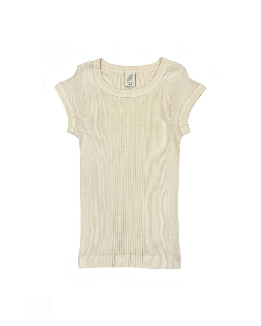 T-shirt Merci Paris Pure Sugar Chalain écru en maille Richelieu tubulaire 100% coton à col rond et manches courtes
