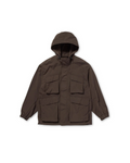 Veste à capuche Merci Paris Snow Peak en nylon recyclé marron foncé avec quatre poches cargo fonctionnelles