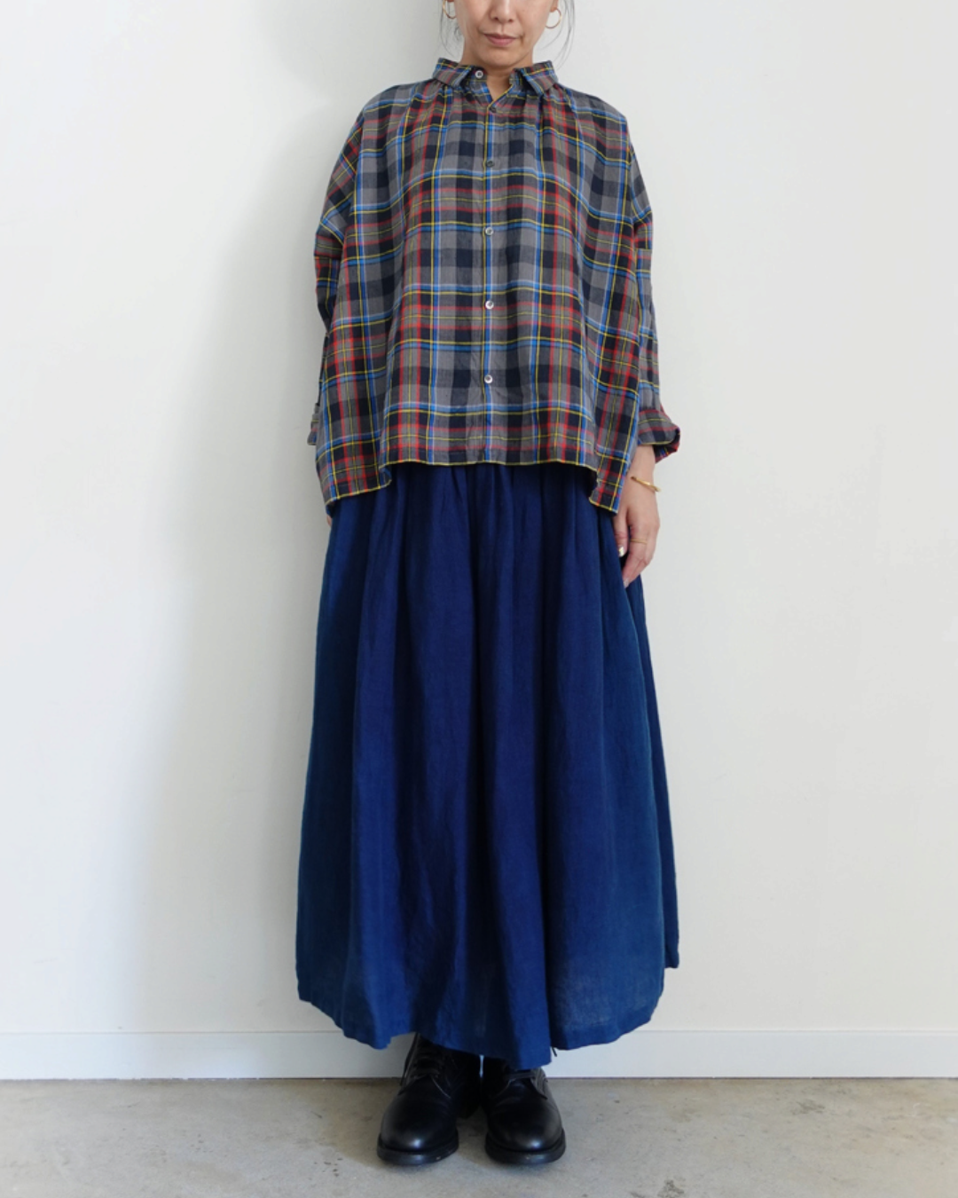 Ichi - Tartan Check Shirt - Grey