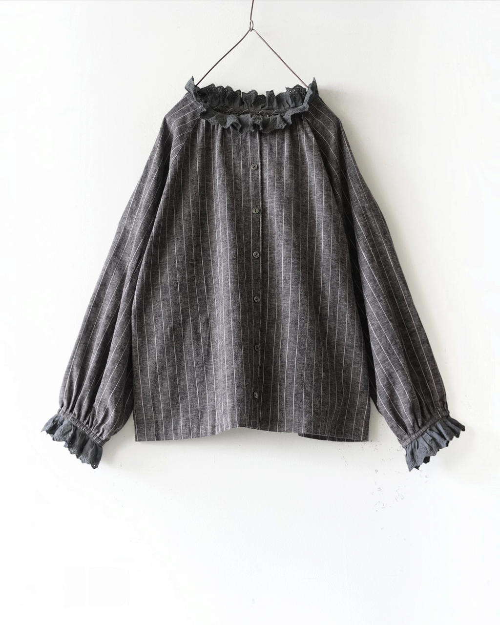 Ichi - Pinstripe Shirt - Charcoal