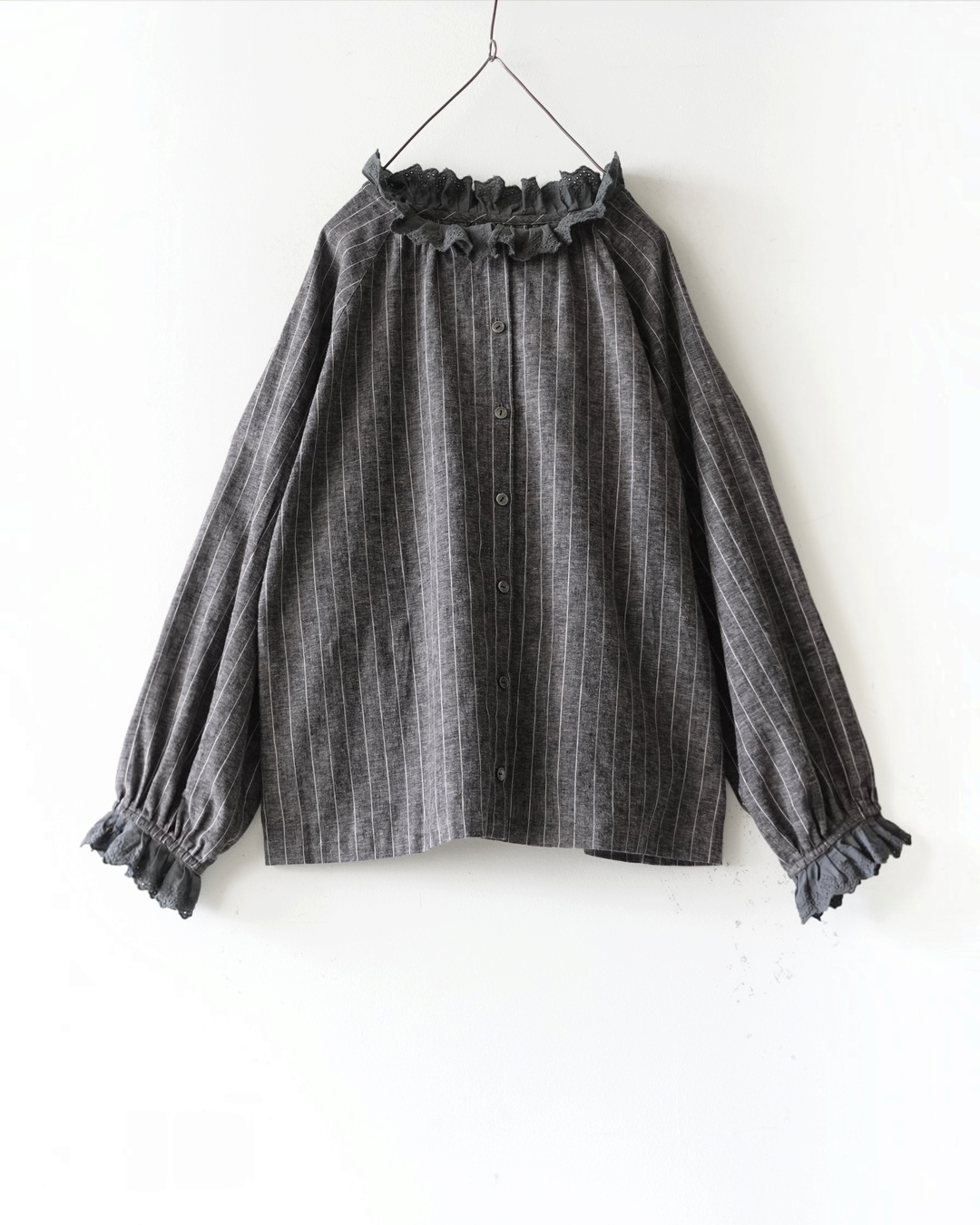 Ichi - Pinstripe Shirt - Charcoal