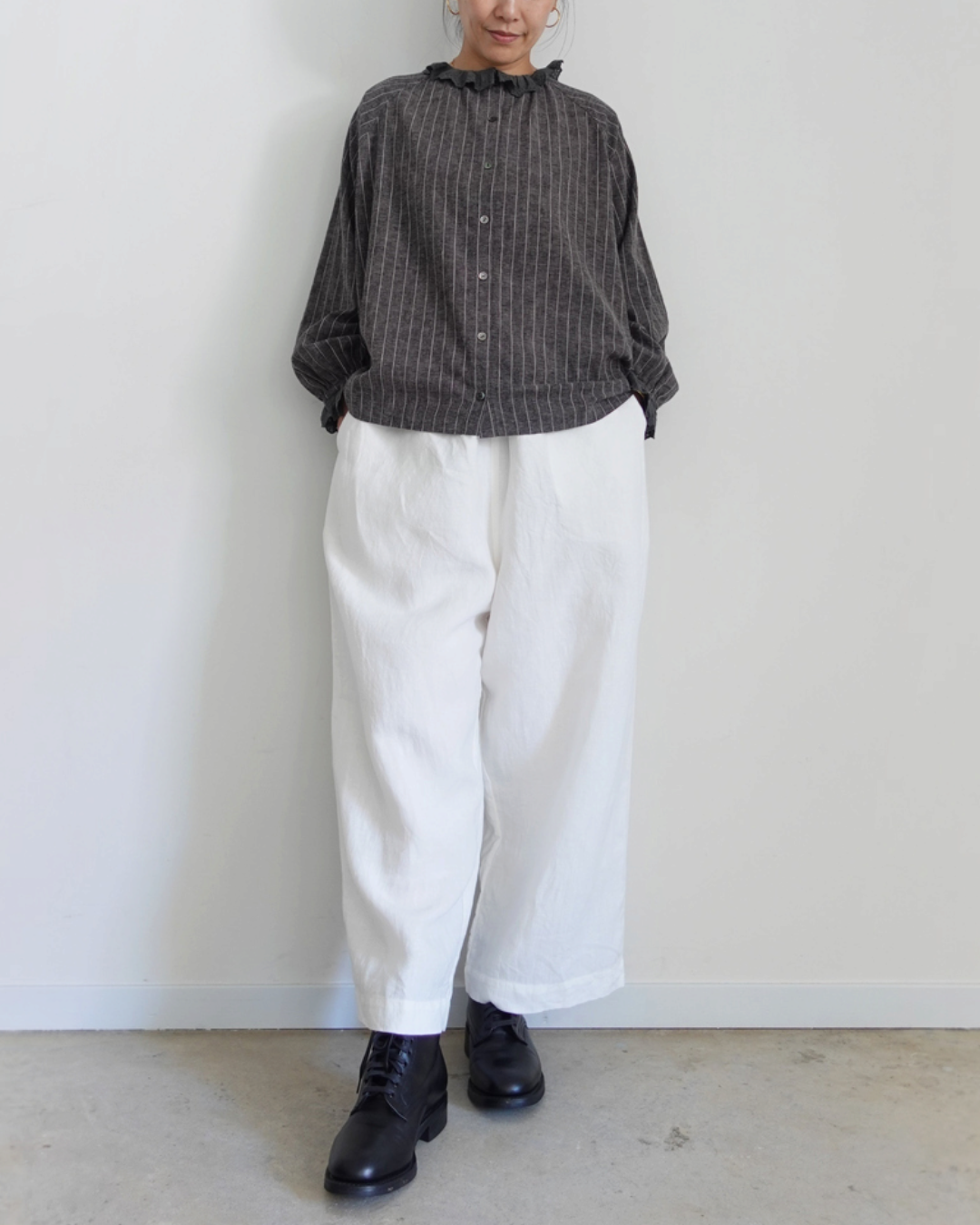 Ichi - Pinstripe Shirt - Charcoal