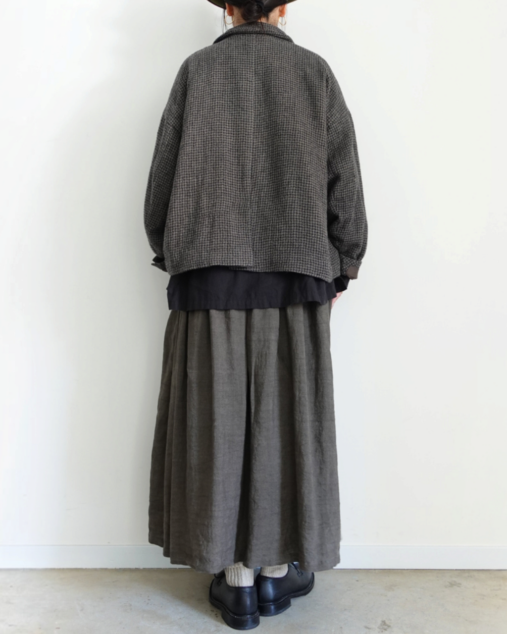 Ichi - Wool Gauze Houndstooth Jacket - Mocha