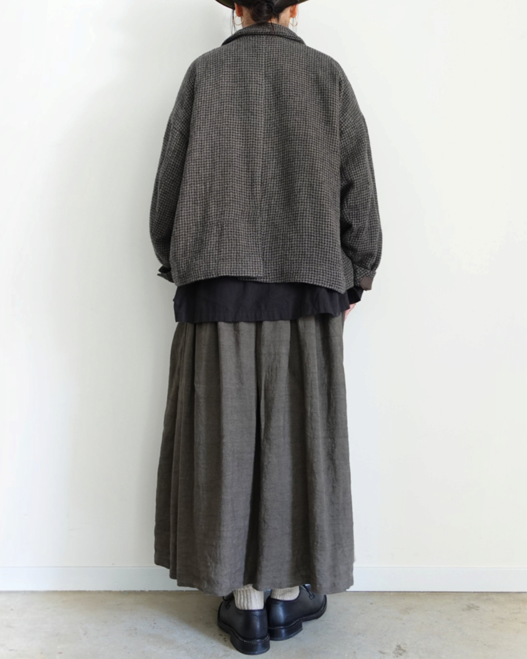 Ichi - Wool Gauze Houndstooth Jacket - Mocha