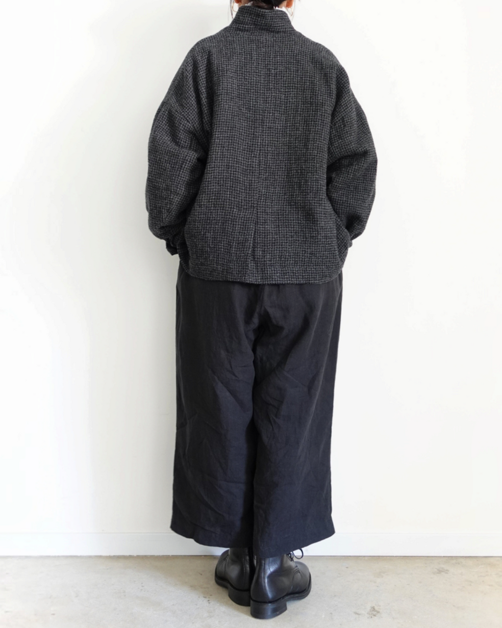 Ichi - Wool Gauze Houndstooth Jacket - Charcoal