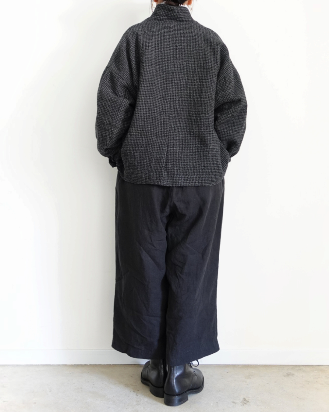 Ichi - Wool Gauze Houndstooth Jacket - Charcoal