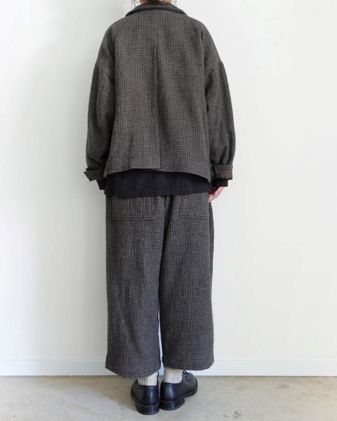 Ichi - Wool Gauze Houndstooth Trousers - Mocha
