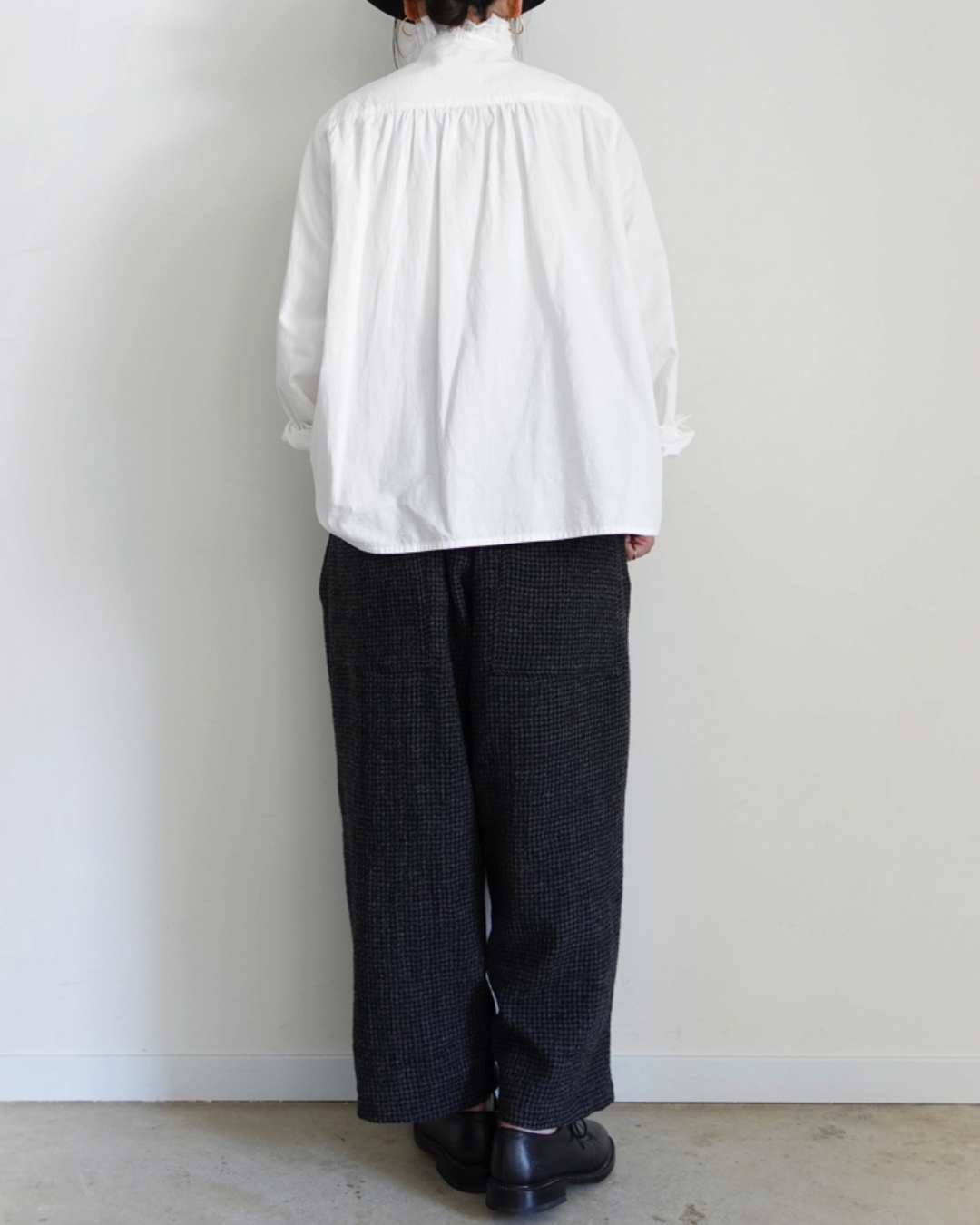 Ichi - Wool Gauze Houndstooth Trousers - Charcoal
