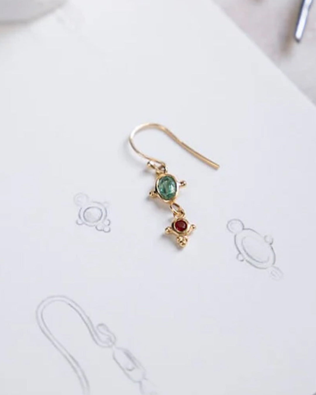 Alix D Reynis - Leo earrings - Red Tourmaline