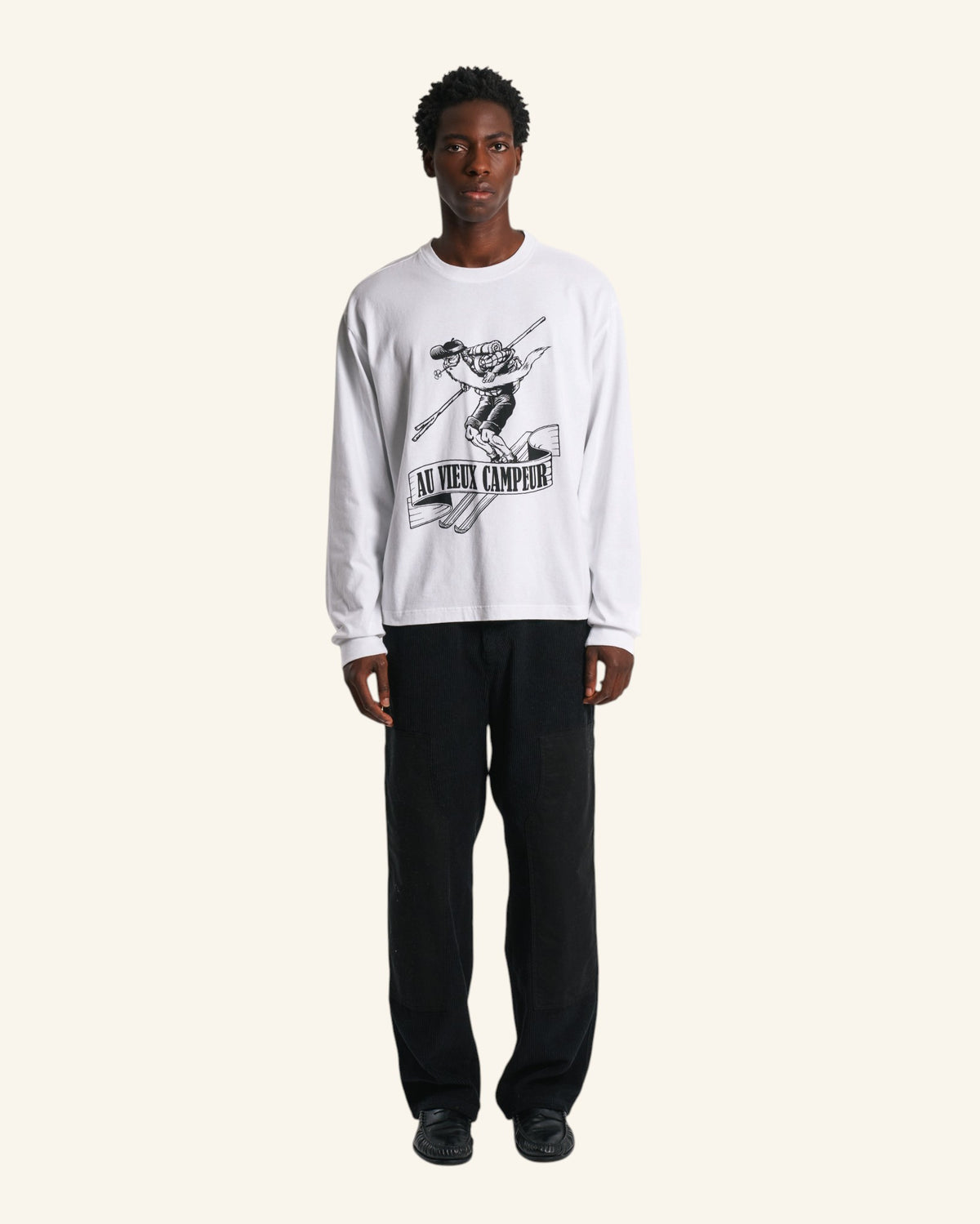 Au Vieux Campeur - Paid Holidays - Skier T-shirt - White