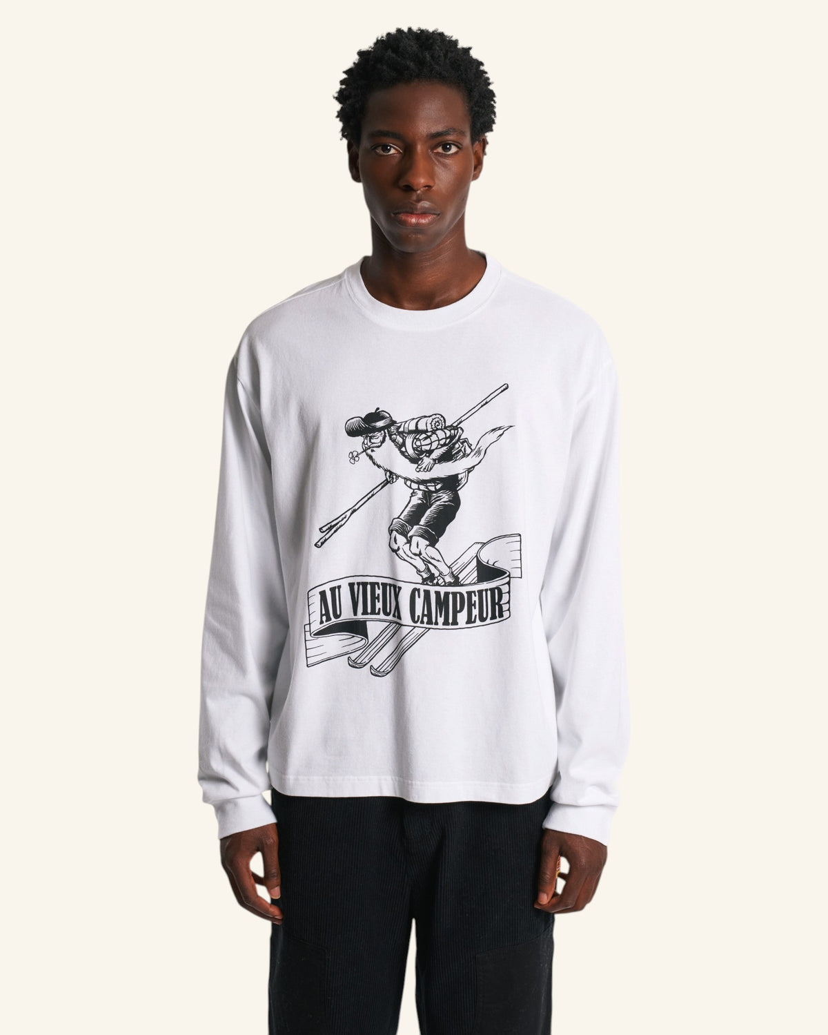 Au Vieux Campeur - Paid Holidays - Skier T-shirt - White