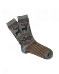 Chaussettes Merci Paris Anonymous ISM en maille jacquard grise avec motif cerf et détails rayés pour l'hiver