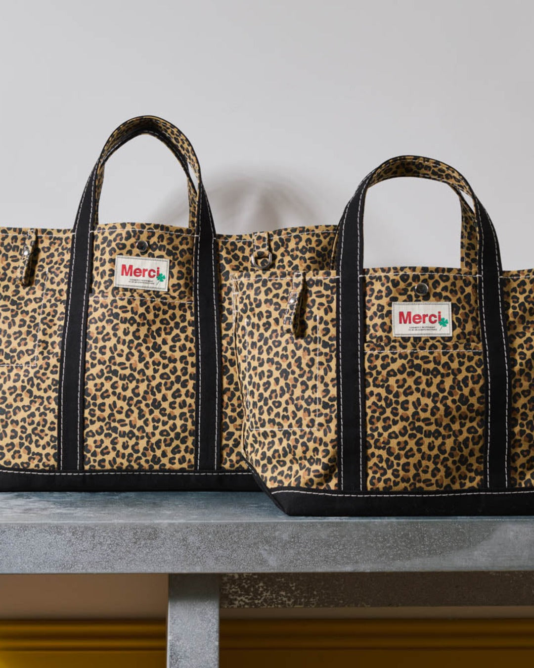 Merci - Candide shopping bag in canvas - Leopard & Black