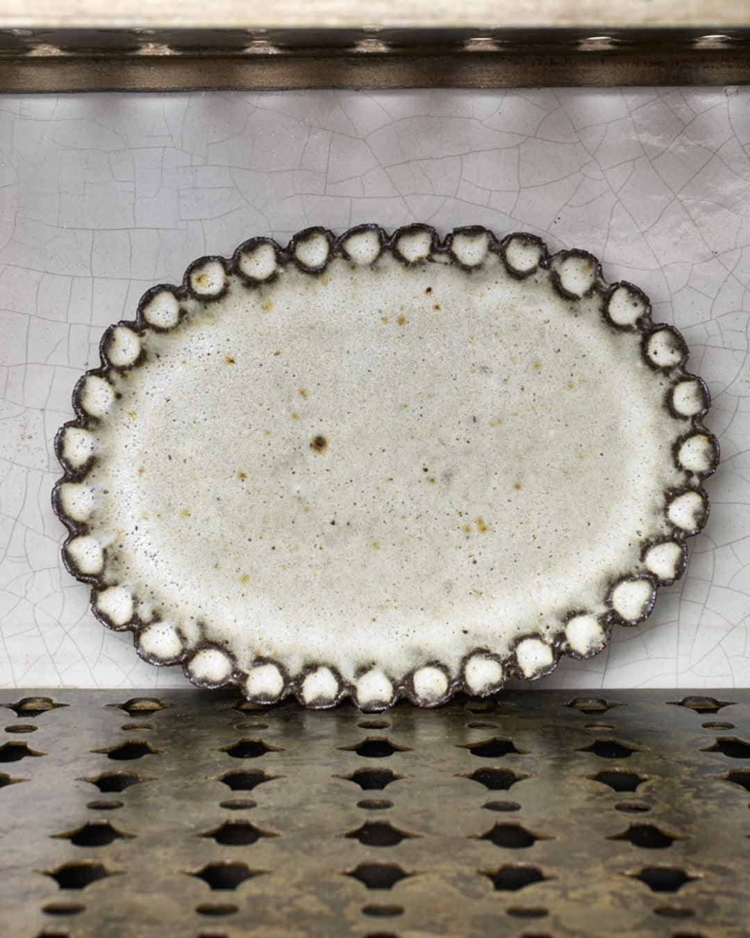 Potry - Plat En Grès Oval - Blanc