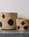 Domoina - Panier En Raphia - Pois Noir