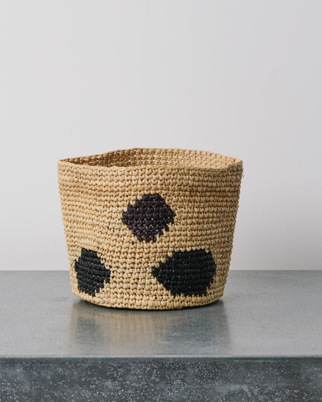 Domoina - Panier En Raphia - Pois Noir