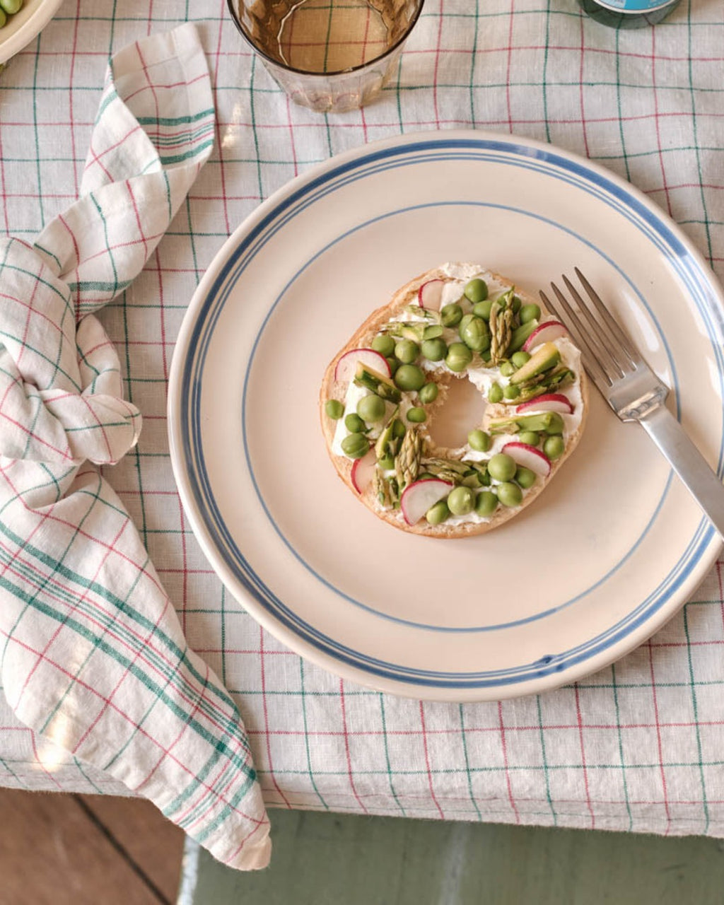 Merci - Washed linen napkin - Office - Pink & Green