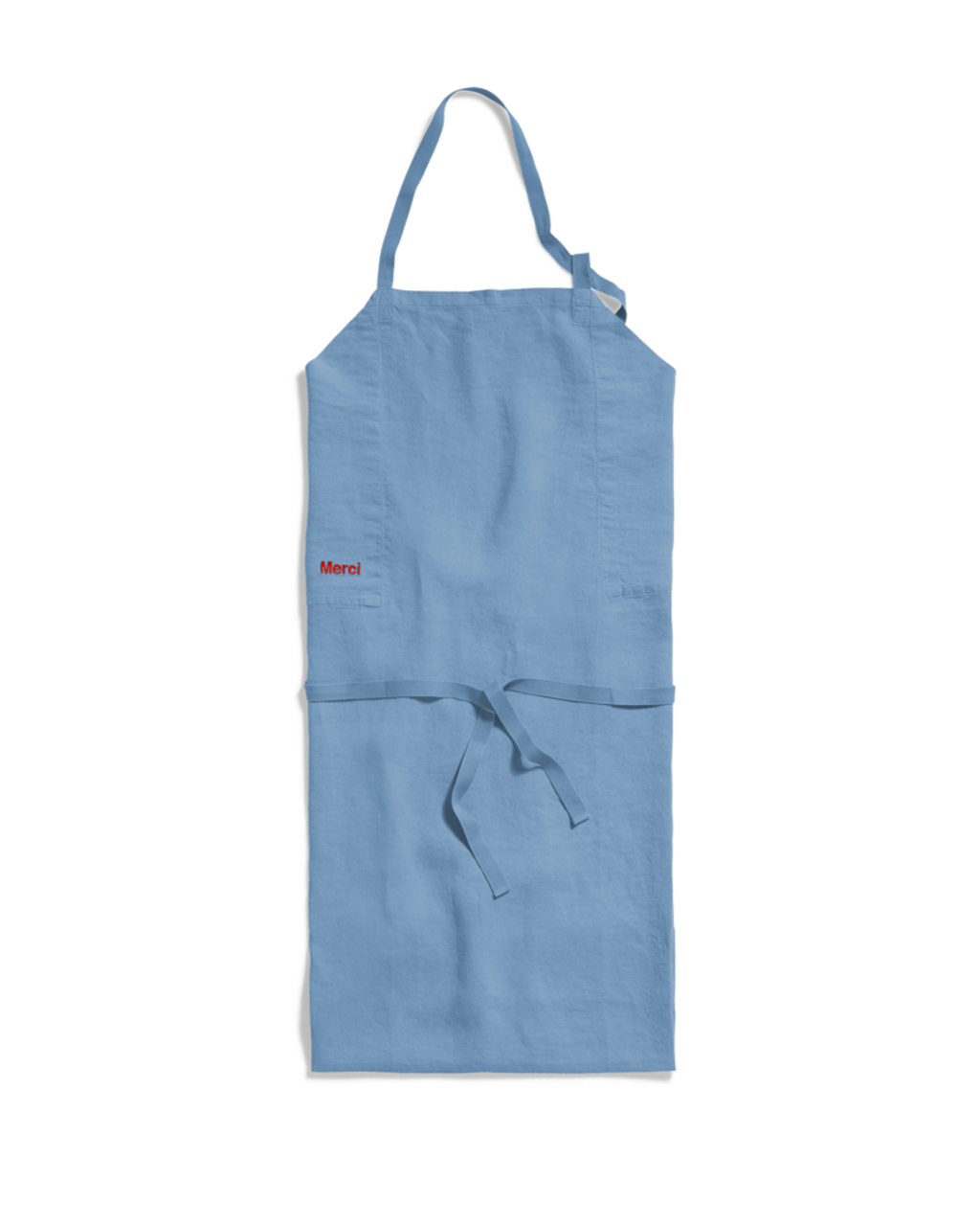 Merci - Tablier En Lin Lavé - Bleu Primaire