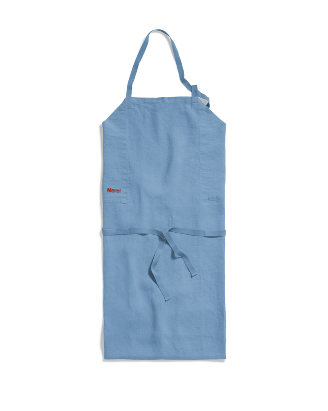 Merci - Tablier En Lin Lavé - Bleu Primaire