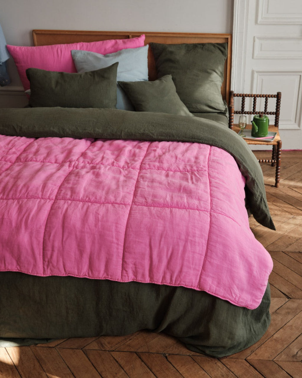 Merci - Pure washed linen quilt - Garance Pink