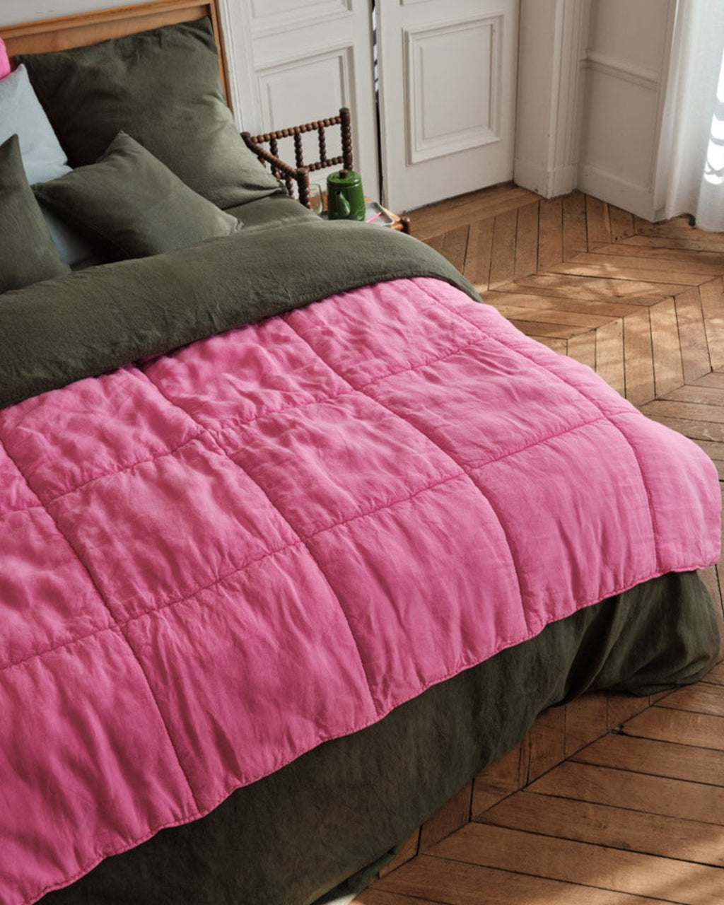 Merci - Pure washed linen quilt - Garance Pink