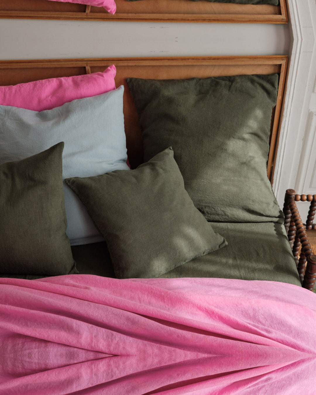 Merci - Washed linen pillowcase - Oxide Green