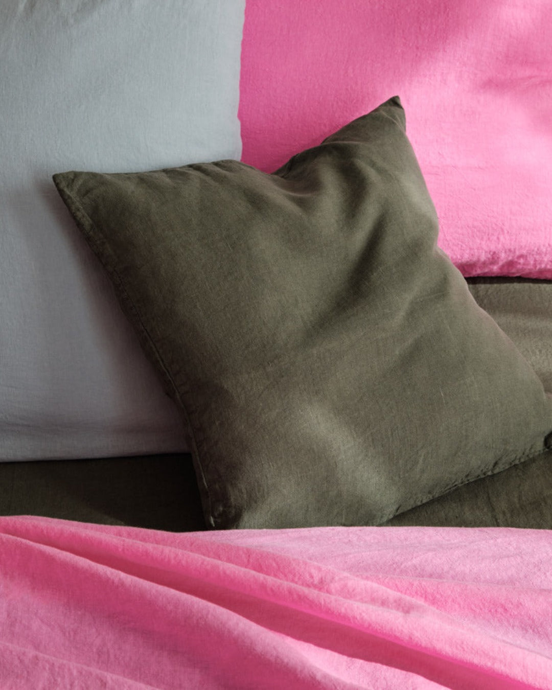 Merci - Washed linen pillowcase - Oxide Green