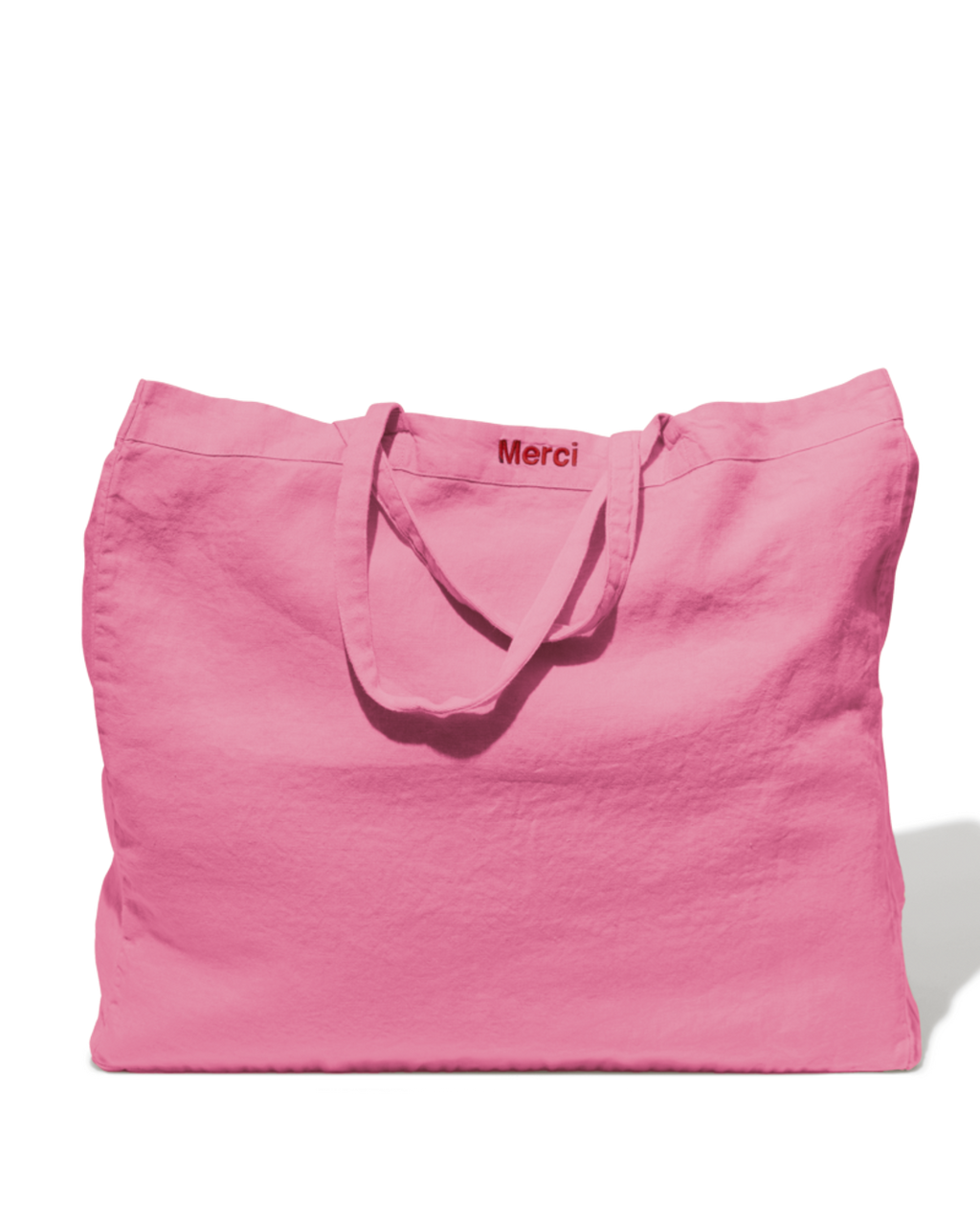 Merci - Cabas En Lin Lavé - Rose Garance