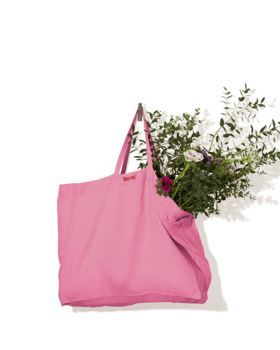 Merci - Cabas En Lin Lavé - Rose Garance