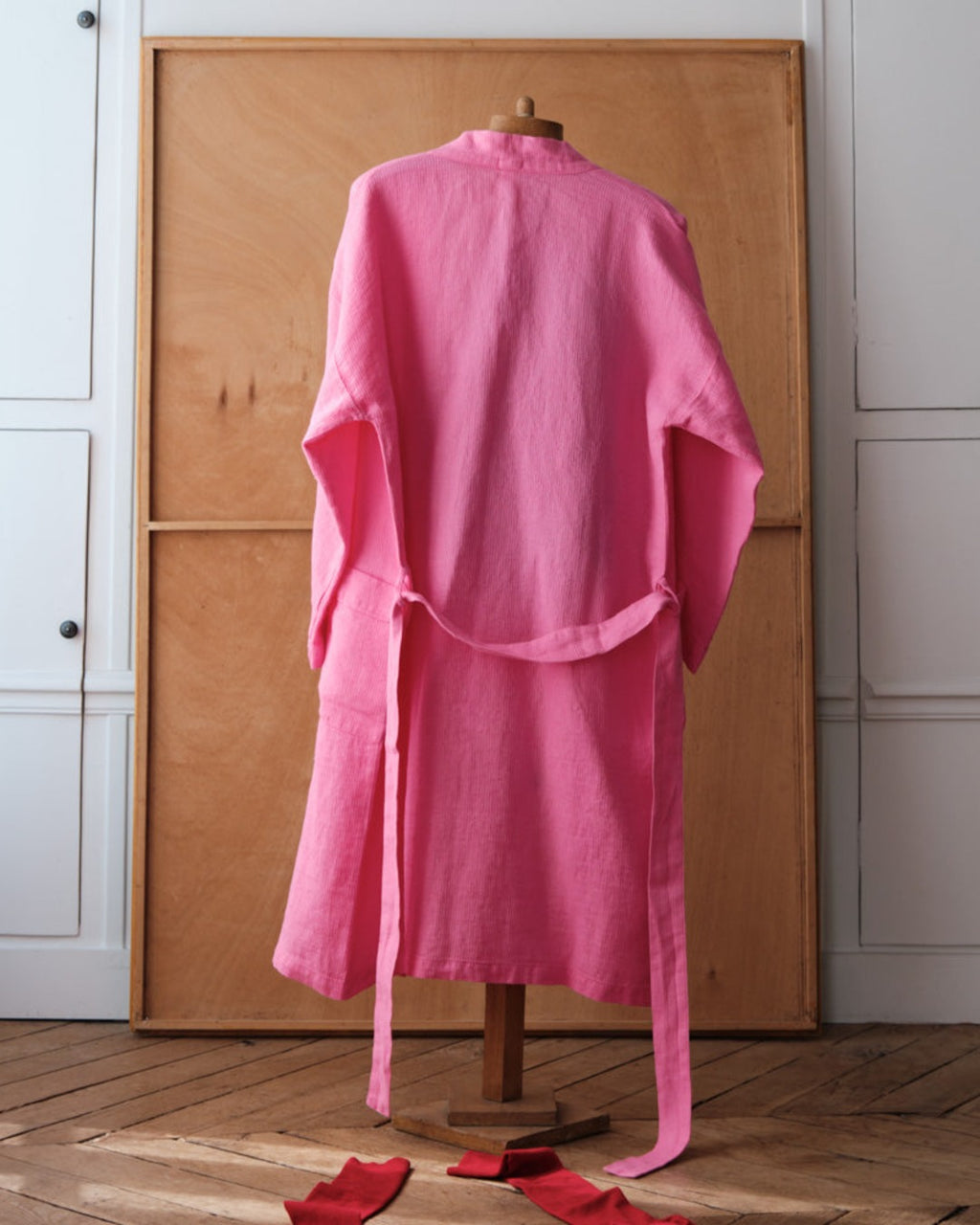 Merci - Linen bathrobe - Honeycomb - Garance Pink