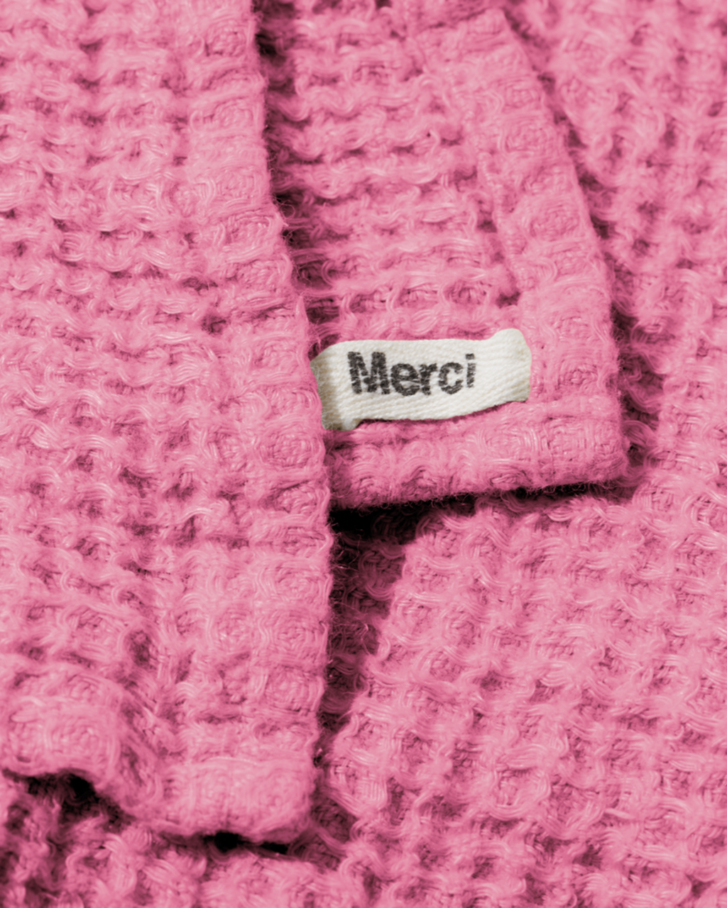 Merci - Linen bath towel - Waffle - Garance Pink
