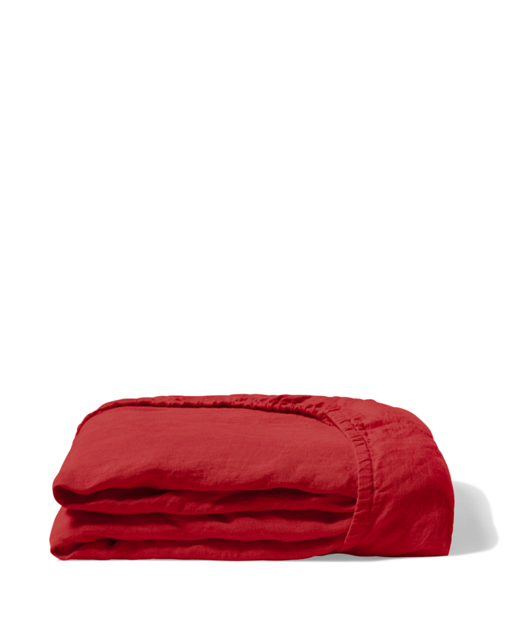 Merci - Washed linen fitted sheet - Vermilion Red
