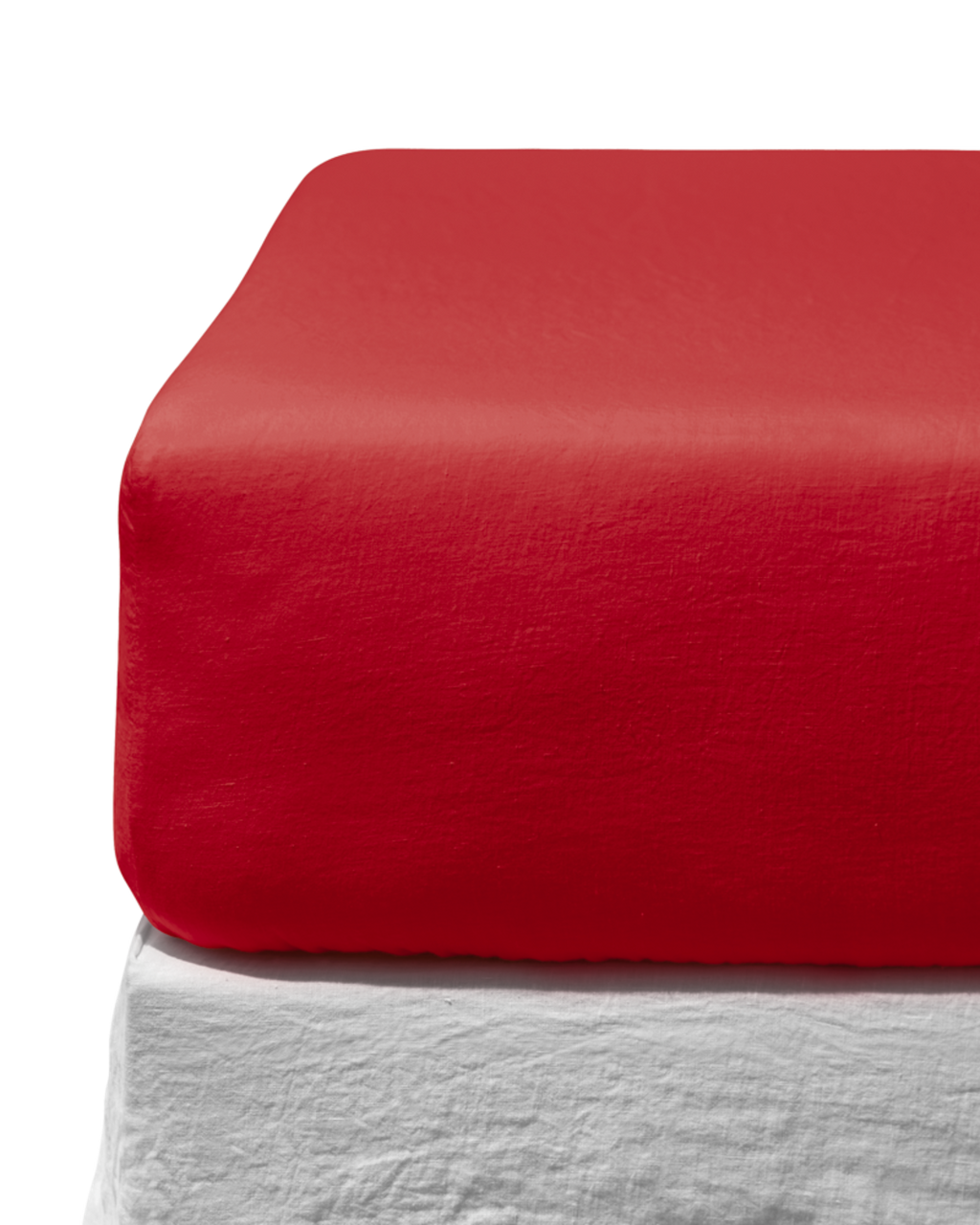 Merci - Washed linen fitted sheet - Vermilion Red