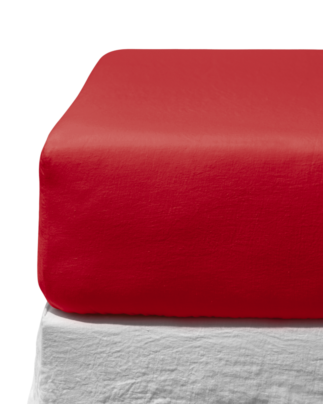 Merci - Washed linen fitted sheet - Vermilion Red