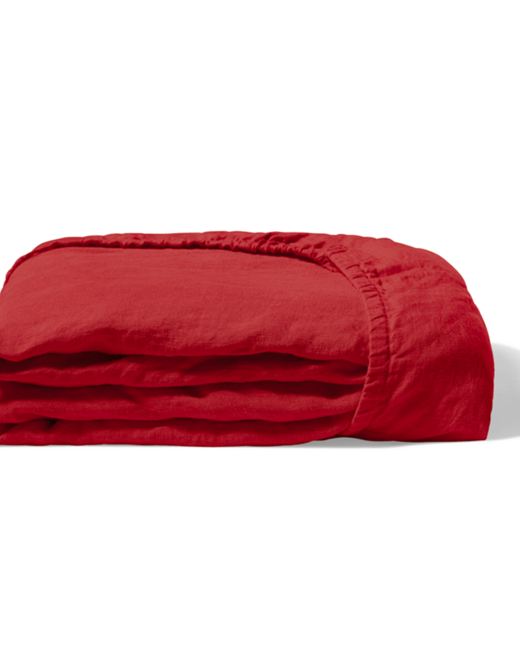 Merci - Washed linen fitted sheet - Vermilion Red