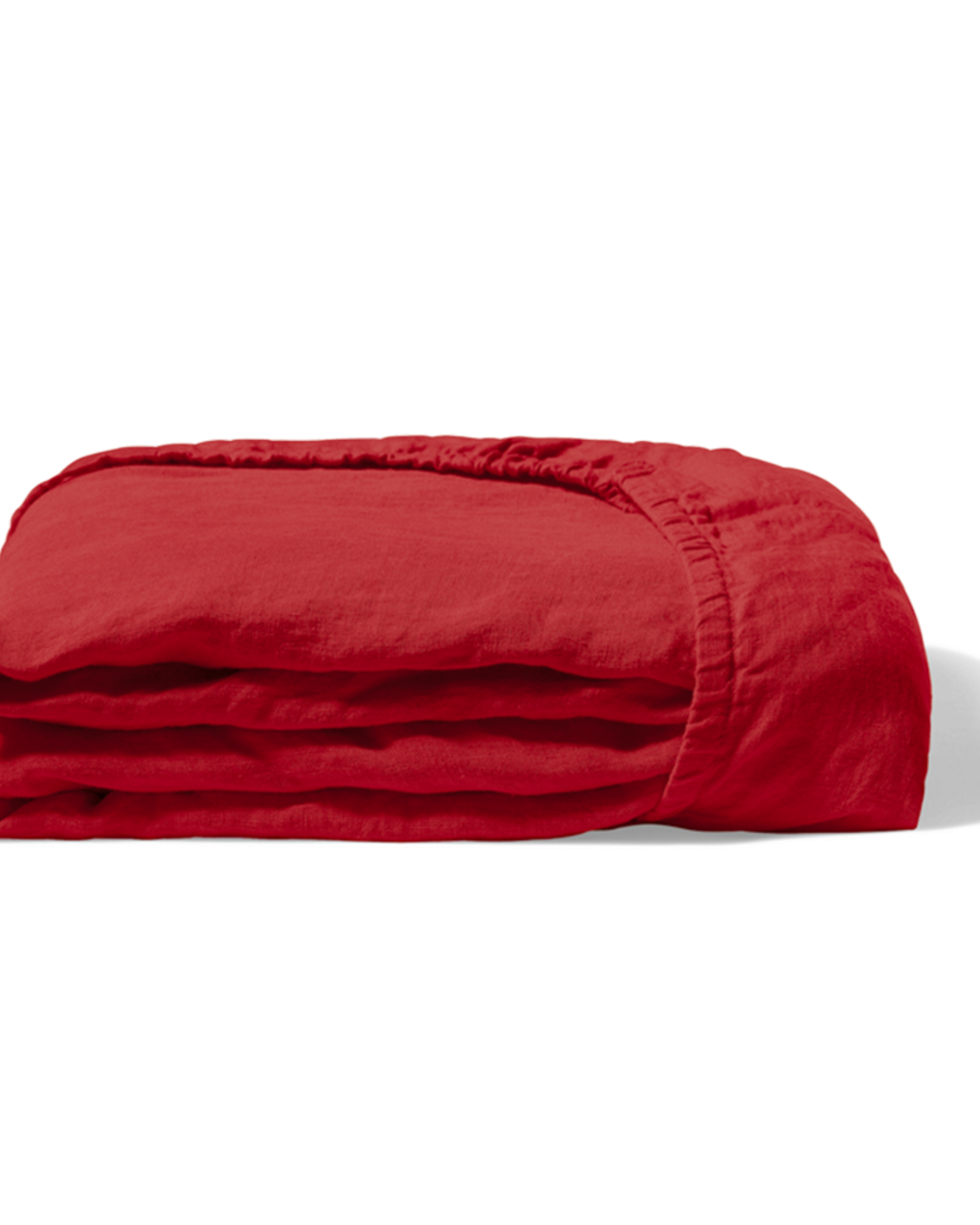 Merci - Washed linen fitted sheet - Vermilion Red