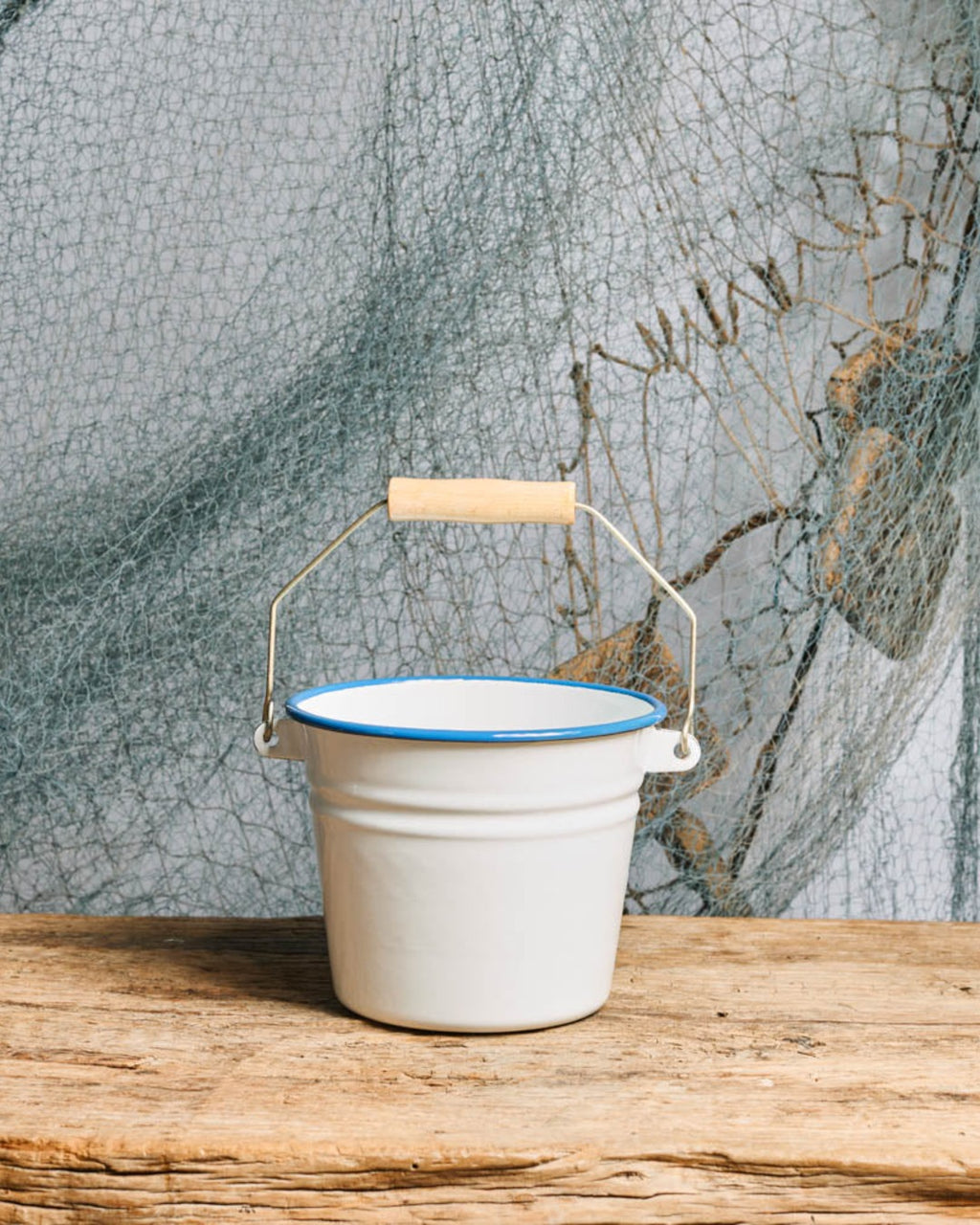 Munder-Email - Small Enamel Bucket - White Blue