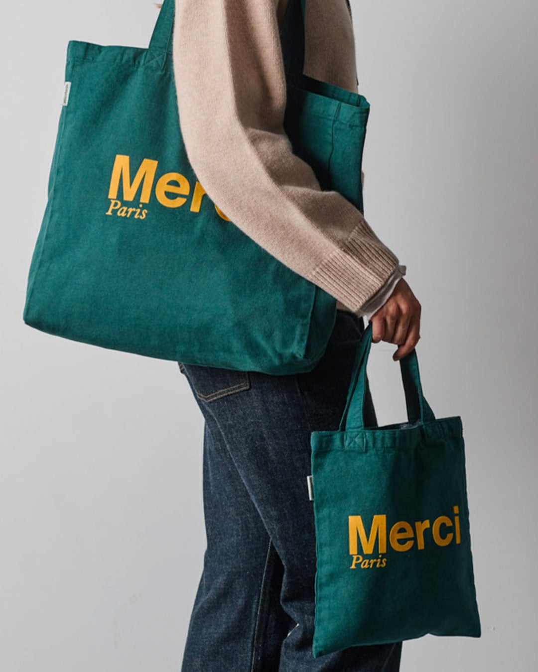 Merci - Tote Bag En Coton - Forêt & Jaune